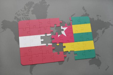 Letonya ve togo bir dünya haritası üzerinde bayrağı ile bulmaca