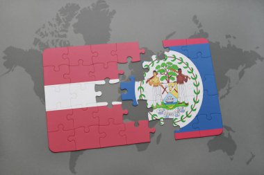 Letonya ve belize bir dünya haritası üzerinde bayrağı ile bulmaca