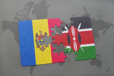 moldova ve kenya ulusal bayrak bir dünya haritası üzerinde ile bulmaca
