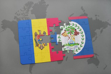 moldova ve belize bir dünya haritası üzerinde bayrağı ile bulmaca