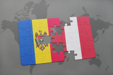 moldova ve peru ulusal bayrak bir dünya haritası üzerinde ile bulmaca