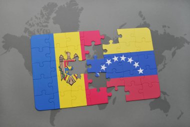 moldova ve venezuela ulusal bayrak bir dünya haritası üzerinde ile bulmaca