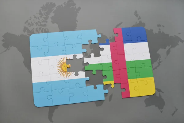 puzzle with the national flag of argentina and central african republic on a world map