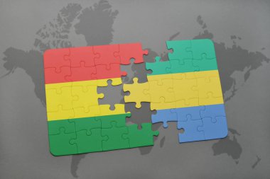 Bolivya ve gabon bir dünya haritası üzerinde bayrağı ile bulmaca