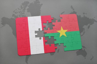 peru ve burkina faso ulusal bayrak bir dünya haritası üzerinde ile bulmaca