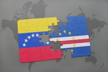 venezuela ve cape verde ulusal bayrak bir dünya haritası üzerinde ile bulmaca