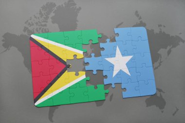 bir dünya haritası üzerinde guyana ve Somali bayrağı ulusal ile bulmaca