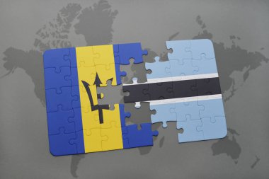 barbados ve botswana bir dünya haritası üzerinde bayrağı ile bulmaca