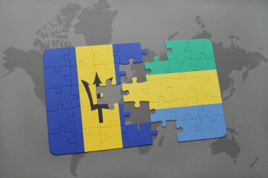 barbados ve gabon bir dünya haritası üzerinde bayrağı ile bulmaca
