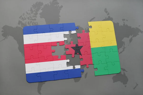 Головоломка з національним прапором Коста-Рики і морського бісава на карті світу — стокове фото