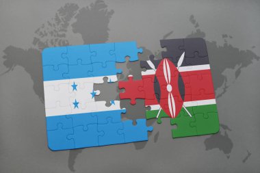 honduras ve kenya ulusal bayrak bir dünya haritası üzerinde ile bulmaca