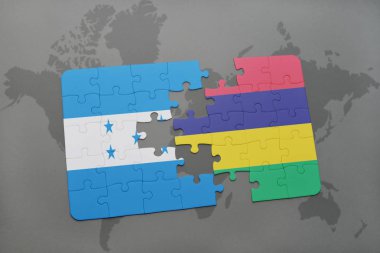 honduras ve Türkiye ulusal bayrak bir dünya haritası üzerinde ile bulmaca