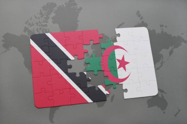 trinidad ve tobago ve Cezayir ulusal bayrak bir dünya haritası üzerinde ile bulmaca