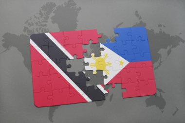 trinidad ve tobago ve Türkiye ulusal bayrak bir dünya haritası üzerinde ile bulmaca