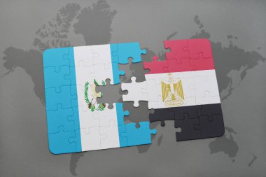 bir dünya haritası üzerinde guatemala ve Mısır Ulusal bayrakla bulmaca