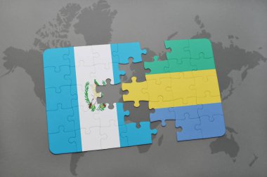 guatemala ve gabon bir dünya haritası üzerinde bayrağı ile bulmaca