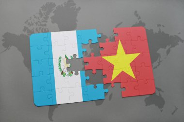 guatemala ve vietnam ulusal bayrak bir dünya haritası üzerinde ile bulmaca