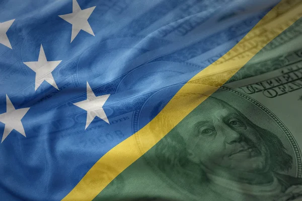 renkli bir Amerikan Doları para arka plan Solomon Adaları Ulusal bayrağını sallıyor. Ekonomi kavramı
