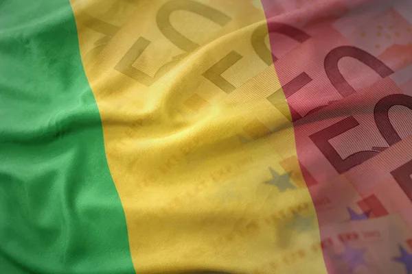 Colorful waving national flag of mali on a euro money banknotes background. finance concept — Stock Photo, Image