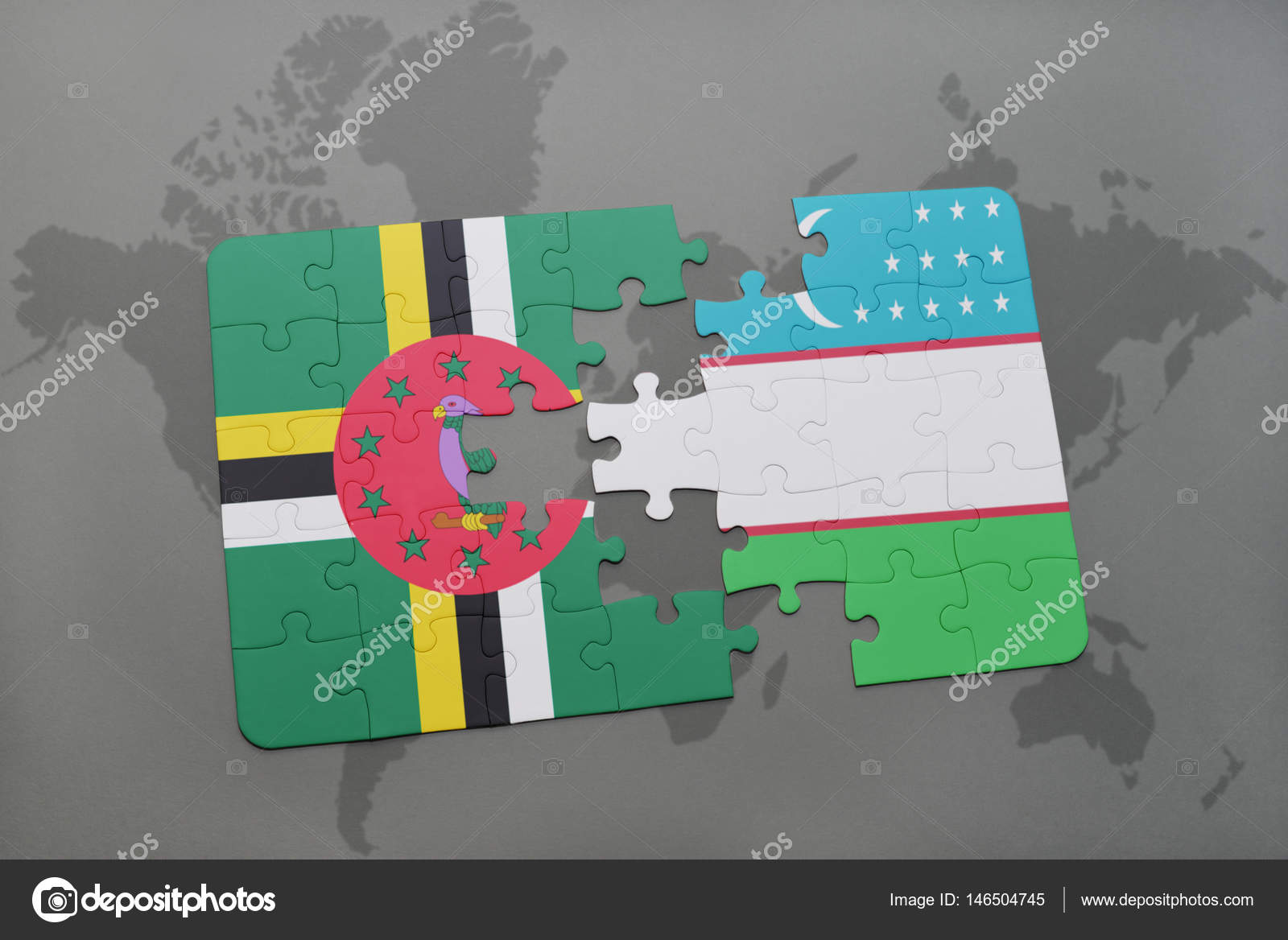 Puzzle Avec Le Drapeau National De La Dominique Et L