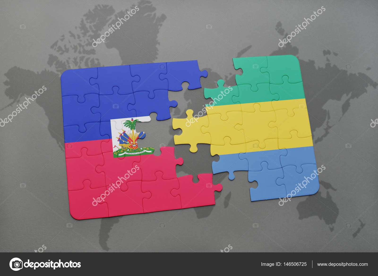 Puzzle Avec Le Drapeau National Dhaïti Et Du Gabon Sur Une