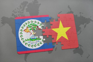 belize ve vietnam ulusal bayrak bir dünya haritası üzerinde ile bulmaca
