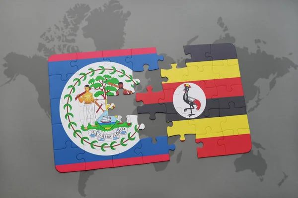 Головоломка з національним прапором Белізу та потрясіння на карті світу — стокове фото