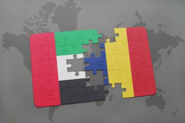 Birleşik Arap Emirlikleri ve bir dünya haritası üzerinde Çad bayrağı ile bulmaca
