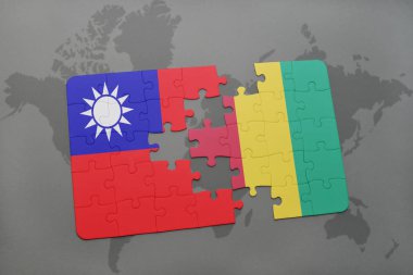 Tayvan ve bir dünya haritası üzerinde Gine bayrağı ile bulmaca