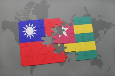 Tayvan ve togo bir dünya haritası üzerinde bayrağı ile bulmaca