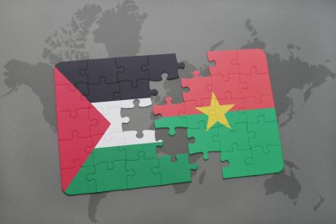 Filistin ve burkina faso ulusal bayrak bir dünya haritası üzerinde ile bulmaca