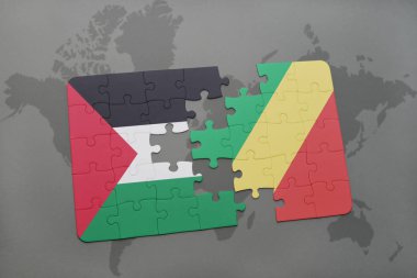 Filistin bayrağı ve bir dünya haritası üzerinde Kongo Cumhuriyeti ile bulmaca