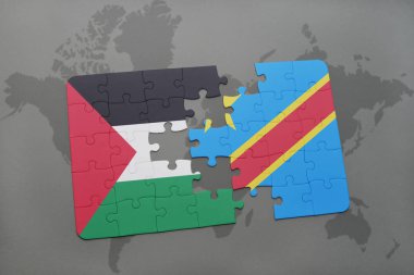 Filistin bayrağı ve bir dünya haritası üzerinde Kongo Demokratik Cumhuriyeti ile bulmaca
