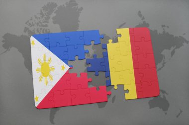 Türkiye ve dünya haritası üzerinde Çad bayrağı ile bulmaca