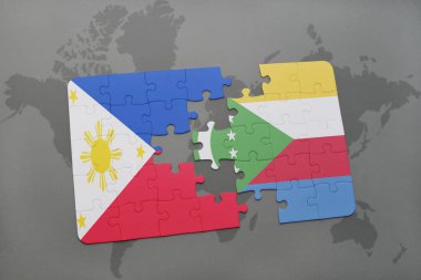 Türkiye ve Bulgaristan Ulusal bayrak bir dünya haritası üzerinde ile bulmaca