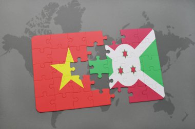 bir dünya haritası üzerinde vietnam ve burundi bayrağı ulusal ile bulmaca