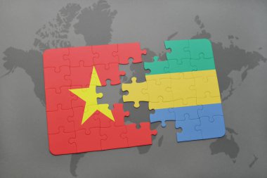 vietnam ve gabon bir dünya haritası üzerinde bayrağı ile bulmaca