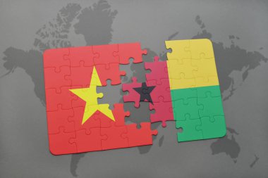 vietnam ve Gine bayrağı ile bulmaca bissau bir dünya haritası üzerinde