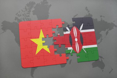 vietnam ve kenya ulusal bayrak bir dünya haritası üzerinde ile bulmaca