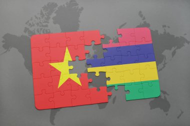 vietnam ve Türkiye ulusal bayrak bir dünya haritası üzerinde ile bulmaca