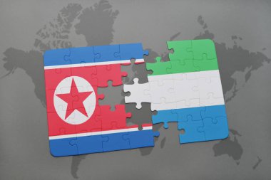 Kuzey Kore ve sierra leone bir dünya haritası üzerinde bayrağı ile bulmaca