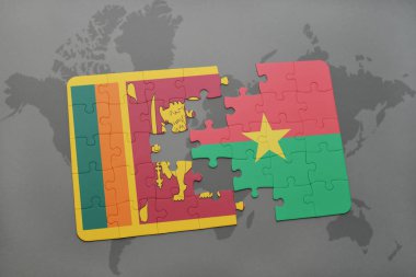 sri lanka ve burkina faso ulusal bayrak bir dünya haritası üzerinde ile bulmaca