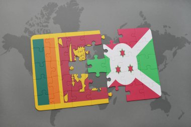 bir dünya haritası üzerinde sri lanka ve burundi bayrağı ulusal ile bulmaca