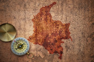 Kolombiya Haritası eski vintage çatlamak kağıt üzerinde