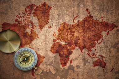 Dünya Haritası eski vintage kırık kağıt üzerinde