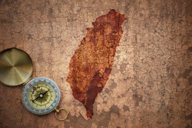 Tayvan Haritası eski vintage çatlamak kağıt üzerinde