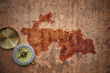 Tacikistan Haritası eski vintage çatlamak kağıt üzerinde