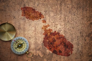 malta Haritası eski vintage çatlamak kağıt üzerinde