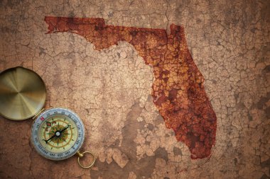 florida eyaleti eski vintage çatlamak kağıt üzerinde Haritası