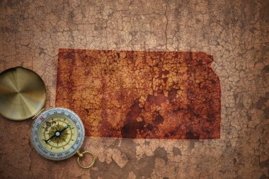 kansas eyalet eski vintage çatlamak kağıt üzerinde Haritası